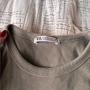 Zara Ribbed Tank Top - Olive Green